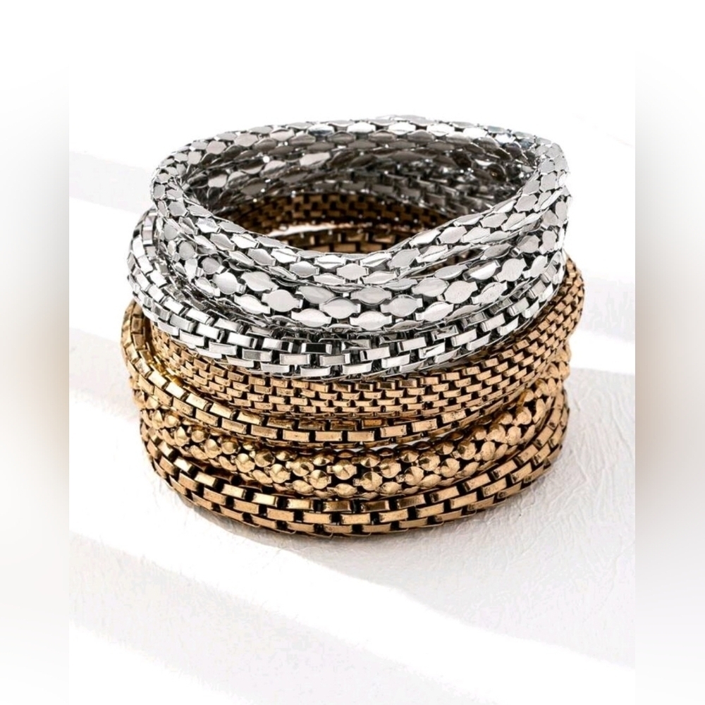 Mixed Metal Stackable Bracelets - Silver & Gold